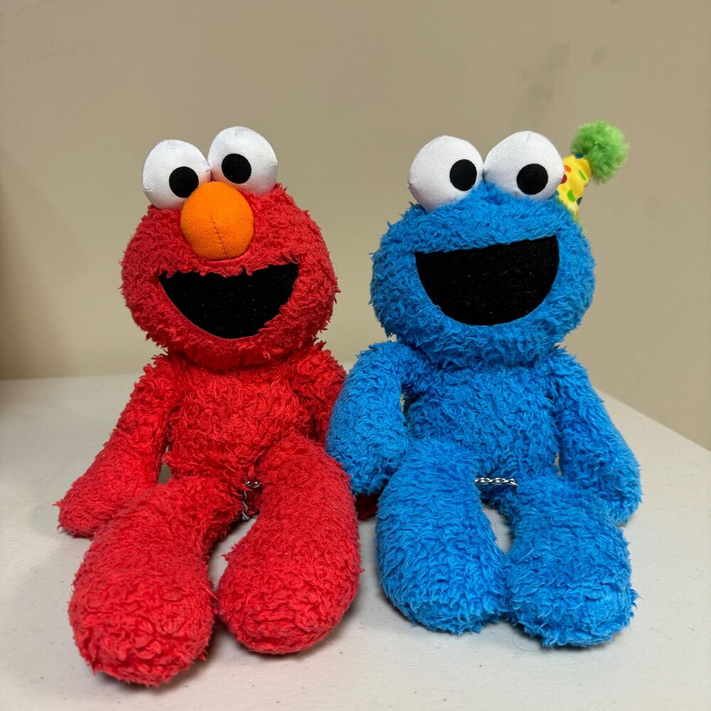 Sesame Street Elmo Cookie Monster Stuffed Animal Plush Toy Red Blue Baby Cute